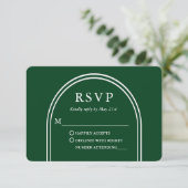 モダンスタイリッシュアーチ結婚緑 出欠カード (スタンド正面)