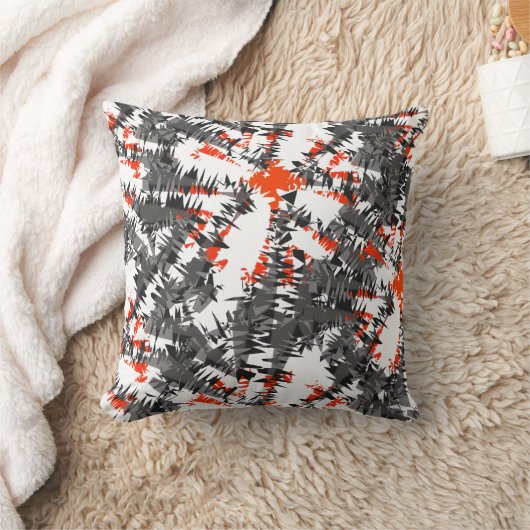 モダンスタイリッシュイカット抽象芸術オレンジグレーミックス クッション (ブランケット)