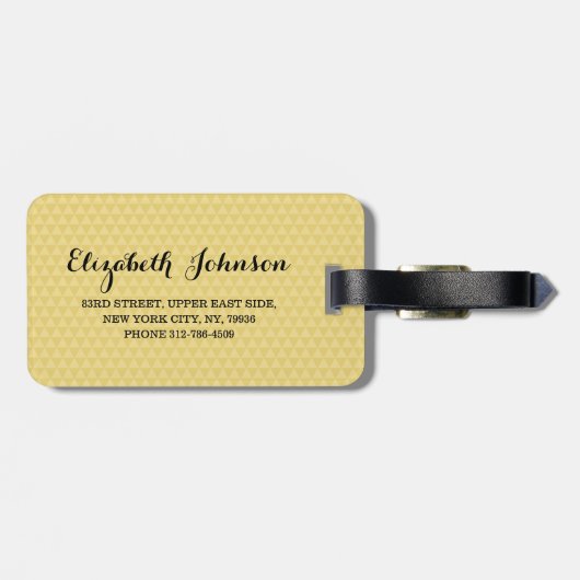モダンスタイリッシュエレガントシックフェイク金ゴールドカッコいい旅行 ラゲッジタグ (裏面横)