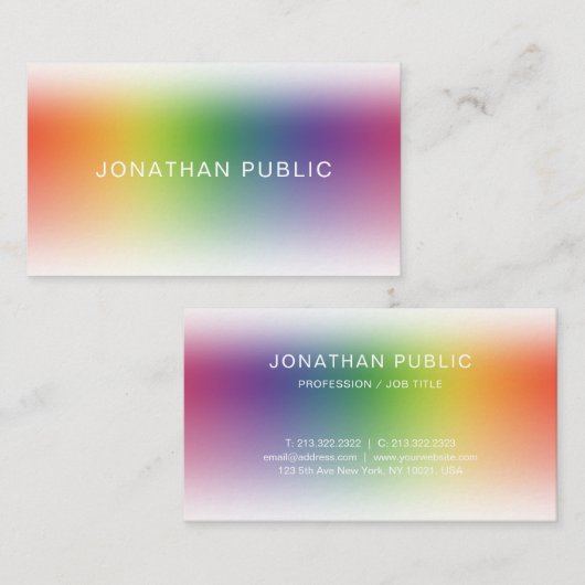 モダンスタイリッシュエレガントシンプルカラフルテンプレート 名刺 (正面/裏面)