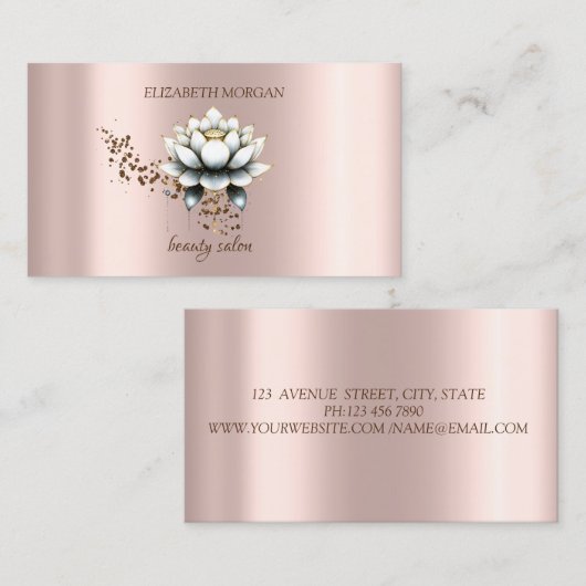 モダンスタイリッシュエレガントダイヤ白蓮 名刺 (正面/裏面)