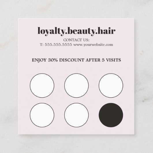 モダンスタイリッシュエレガントバラホワイトヘアサロン ロイヤリティカード (裏面)