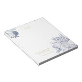 モダンスタイリッシュエレガント引用文フローラ青 ノートパッド (アングル)