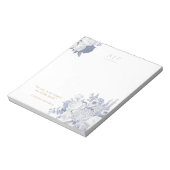 モダンスタイリッシュエレガント引用文フローラ青 ノートパッド (回転)