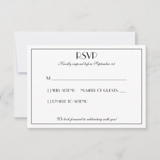 モダンスタイリッシュエレガント結婚は 出欠カード (正面)