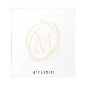 モダンスタイリッシュエレガント金ゴールドモノグラム名 ノートパッド (正面)