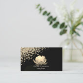 モダンスタイリッシュエレガント金ゴールド金ゴールドロータス 名刺 (スタンド正面)