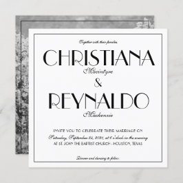 モダンスタイリッシュエレガント20sの結婚写真 招待状