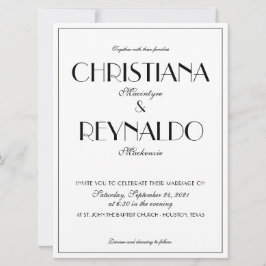 モダンスタイリッシュエレガント20sの結婚写真 招待状