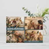 モダンスタイリッシュカスタム写真クリスマスダークグリーン シーズンカード (スタンド正面)