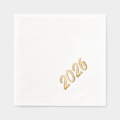 モダンスタイリッシュカスタム2026年新年パーティー金ゴールド 箔ナプキン (正面)