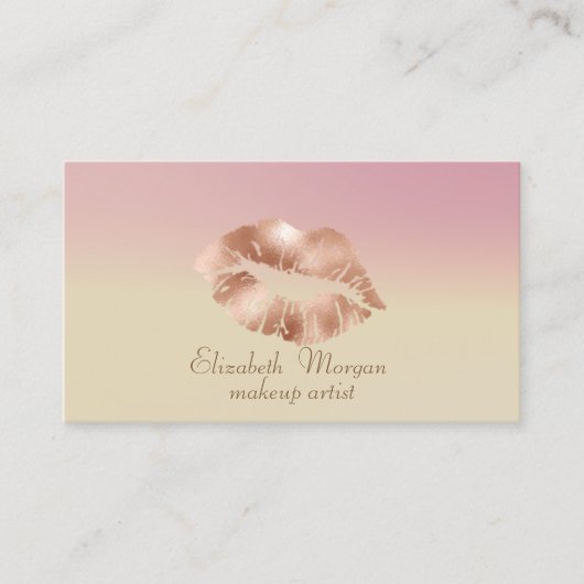 モダンスタイリッシュグラデーションバラ金ゴールド唇 名刺 (正面)