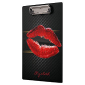 モダンスタイリッシュグリッター赤い唇パーソナライズされた クリップボード (左)