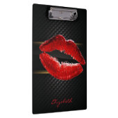 モダンスタイリッシュグリッター赤い唇パーソナライズされた クリップボード (右)