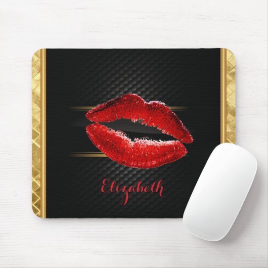 モダンスタイリッシュグリッター赤い唇パーソナライズされた マウスパッド (マウス)