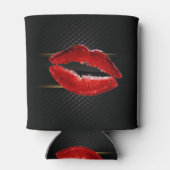 モダンスタイリッシュグリッター赤い唇パーソナライズされた 缶クーラー (裏面)