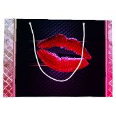 モダンスタイリッシュグリッター赤い唇 ラージペーパーバッグ (裏面)