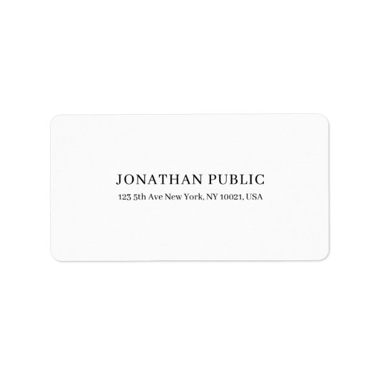 モダンスタイリッシュシンプルデザインシックホワイトプレーン ラベル (正面)