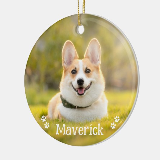 モダンスタイリッシュシンプルパーソナライズされたペットドッグ写真 セラミックオーナメント (左)