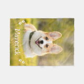 モダンスタイリッシュシンプルパーソナライズされたペットドッグ写真 フリースブランケット (正面(横))