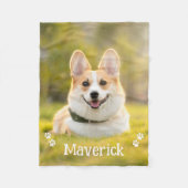 モダンスタイリッシュシンプルパーソナライズされたペットドッグ写真 フリースブランケット (正面)