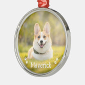 モダンスタイリッシュシンプルパーソナライズされたペットドッグ写真 メタルオーナメント (左)
