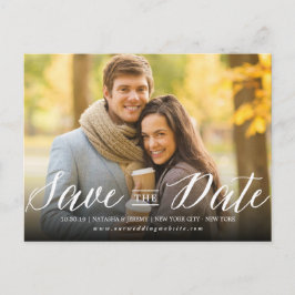 モダンスタイリッシュシンプルScript Photo日付の保存 案内ポストカード