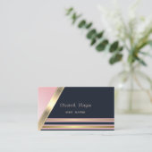 モダンスタイリッシュストライプの金ゴールド 名刺 (スタンド正面)