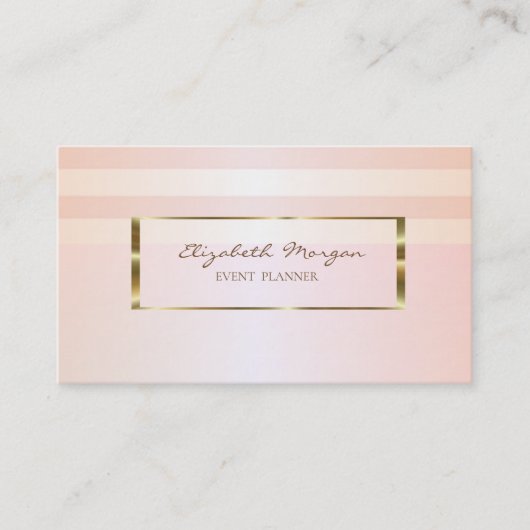 モダンスタイリッシュストライプの,金ゴールド枠 名刺 (正面)