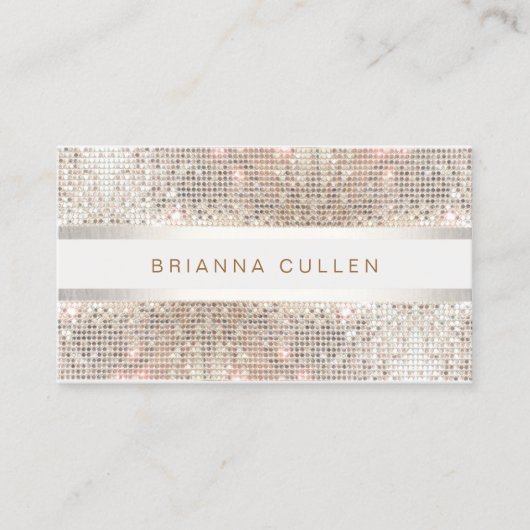 モダンスタイリッシュストライプシルバーセイン 名刺 (正面)