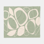 モダンスタイリッシュセージ緑クリーム抽象芸術パターン フリースブランケット (正面(横))