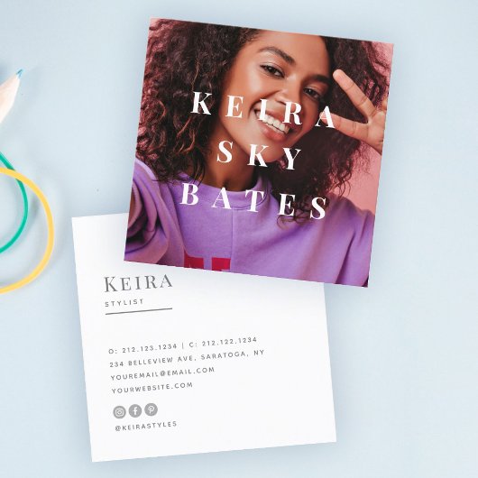 モダンスタイリッシュタイポグラフィ スクエア名刺