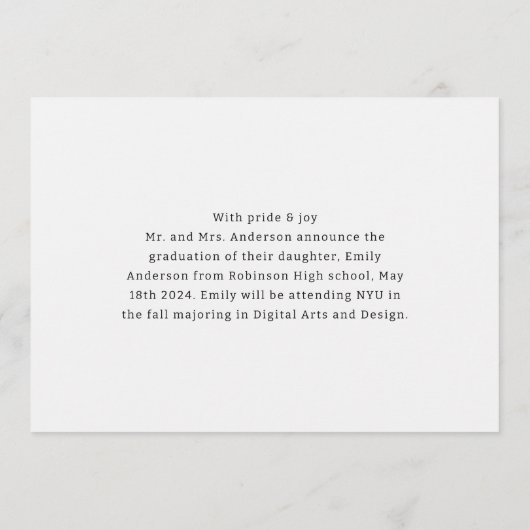 モダンスタイリッシュタイポグラフィ 案内状 (裏面)