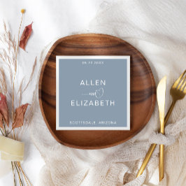 モダンスタイリッシュダスティブルーパーソナライズされた結婚ズ スタンダードカクテルナプキン