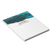 モダンスタイリッシュティール(緑がかった色)と金ゴールドアゲートオンホワイト ノートパッド (アングル)