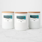 モダンスタイリッシュティール（緑がかった色）アゲート&金ゴールドリボンキッチン フードラベル (ボトル)