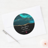 モダンスタイリッシュティール(緑がかった色)アゲート&金ゴールドリボンキッチン ラウンドシール (封筒)