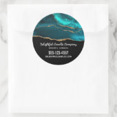 モダンスタイリッシュティール(緑がかった色)アゲート&金ゴールドリボン事業 ラウンドシール (バッグ)