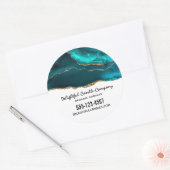 モダンスタイリッシュティール（緑がかった色）アゲート&金ゴールドリボン事業 ラウンドシール (封筒)