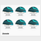 モダンスタイリッシュティール（緑がかった色）アゲート&金ゴールドリボン事業 ラウンドシール (シート)