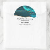 モダンスタイリッシュティール（緑がかった色）アゲート&金ゴールドリボン事業 ラウンドシール (バッグ)