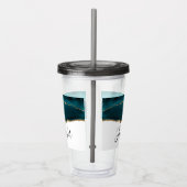 モダンスタイリッシュティール（緑がかった色）アゲート&金ゴールドリボン アクリルタンブラー (右)