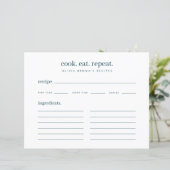 モダンスタイリッシュティール（緑がかった色）調理師食べリピートレシピカード (スタンド正面)