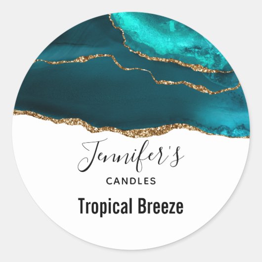 モダンスタイリッシュティール(緑がかった色)金ゴールドキャンドル ラウンドシール (正面)