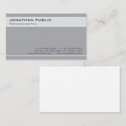モダンスタイリッシュデザイングレイミニマルプレーン 名刺 (正面/裏面)