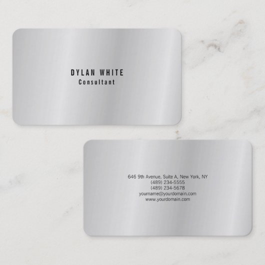 モダンスタイリッシュトレンディークリエイティブシルバーグレイ 名刺 (正面/裏面)