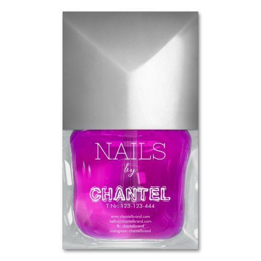 モダンスタイリッシュトレンディーネオンブルー爪、 ネイルポーランドシック マグネット名刺 (正面縦)