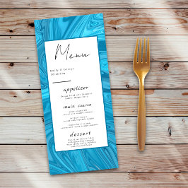 モダンスタイリッシュトレンディーブルーウェーブ抽象芸術結婚ズ メニュー