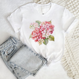 モダンスタイリッシュトレンディー水彩紫陽花 Tシャツ