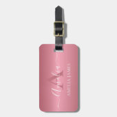 モダンスタイリッシュバラ金ゴールドブラッシュド金モノグラムの属 ラゲッジタグ (正面縦)